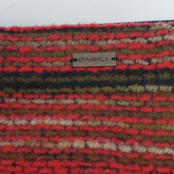 O'NEILL RED TAN WOVEN FABRIC FAUX LEATHER MINI BAG WRISTLET BRASS STUDS BOHO Y2K - Picture 5 of 15